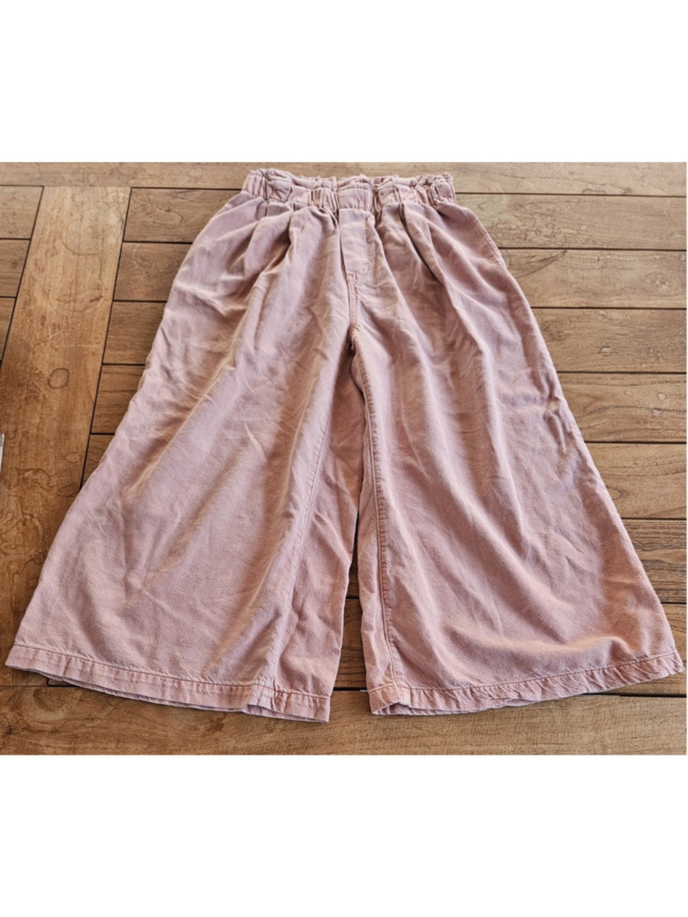 Pilcro Anthropologie High-Rise Cropped Paperbag Wide-Leg Twill Pants Pink Size S